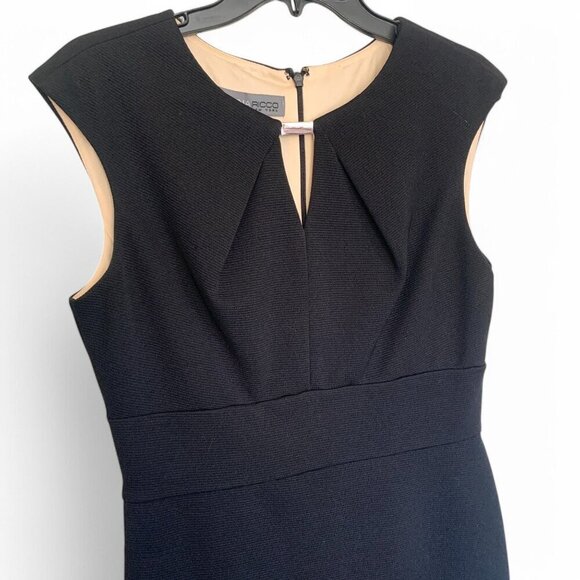 Donna Ricco New York Black Sleeveless Cocktail Sheath Dress Midi Length Size 8 - Picture 5 of 7